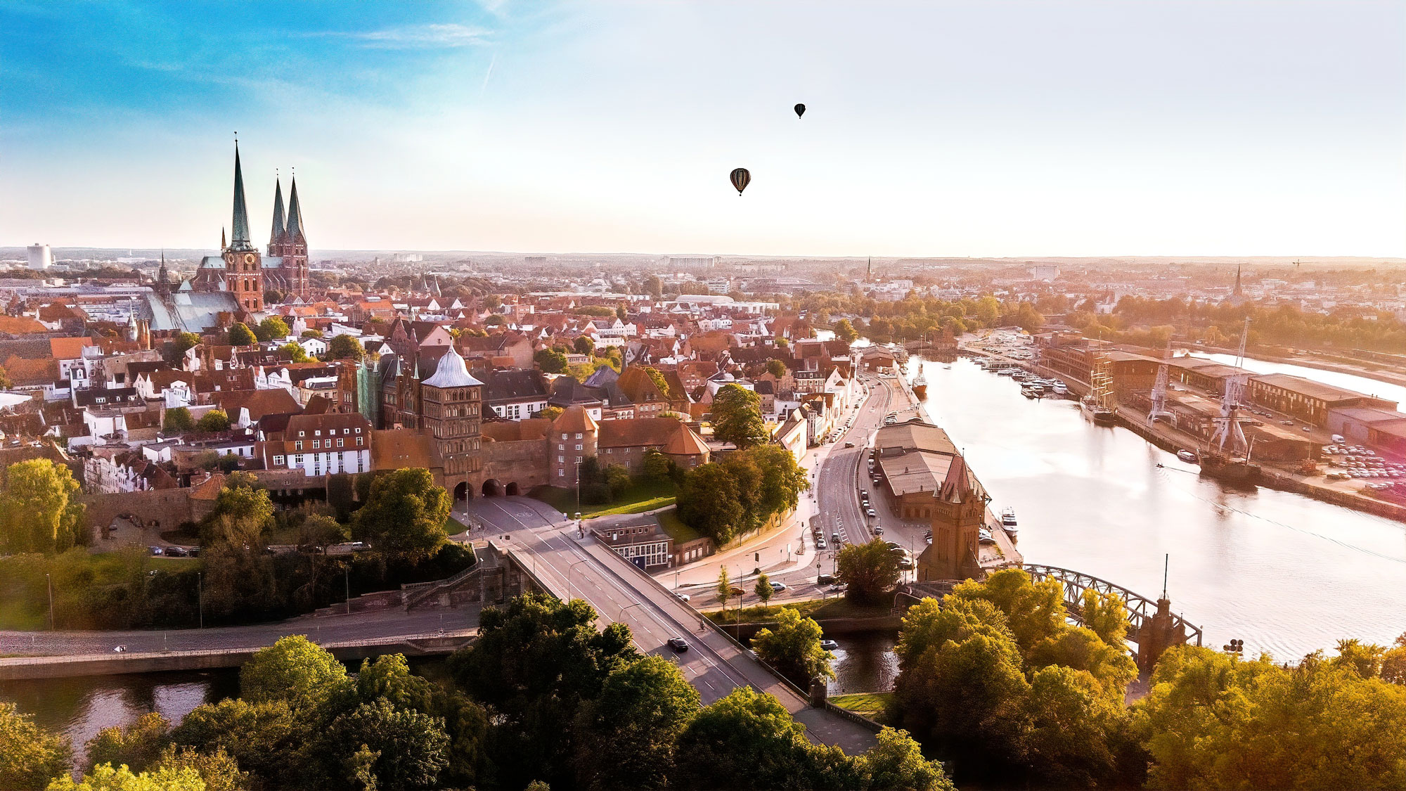 Luftaufnahme von der Stadt Lübeck