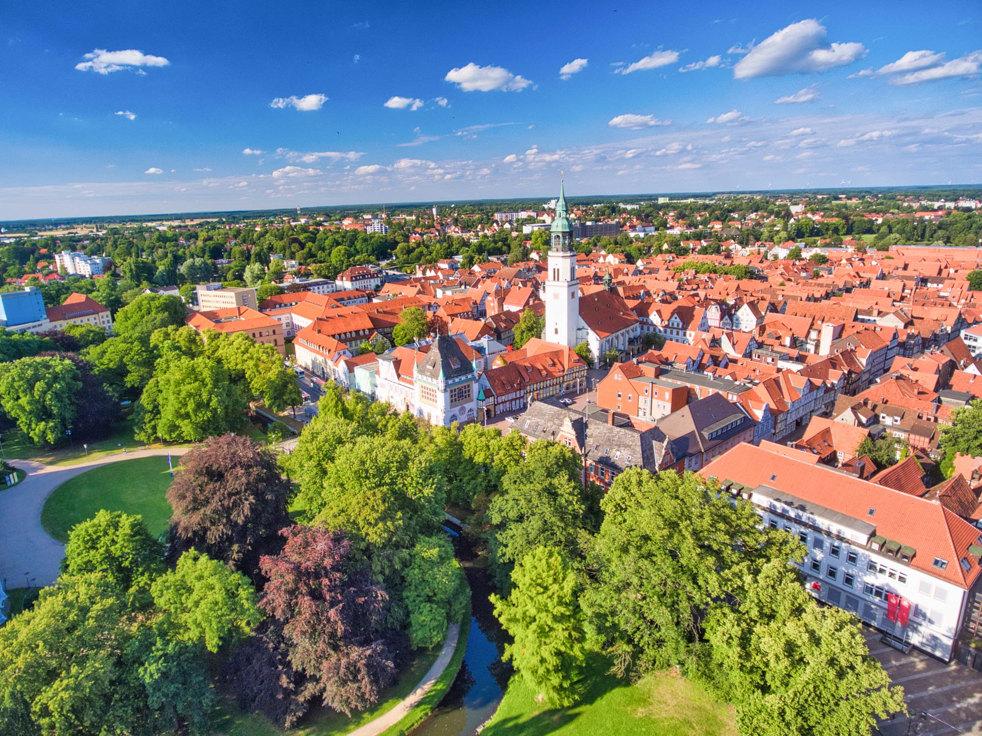 Luftaufnahme von der Stadt Celle