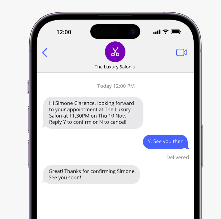 Automated text reminder on a phone