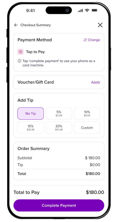 Tap to pay checkout with Slick