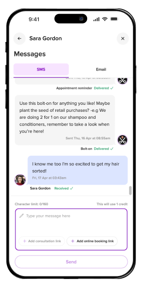 Slick SMS marketing message