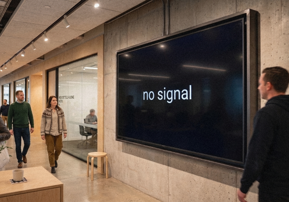 Infonäyttö no signal toimisto
