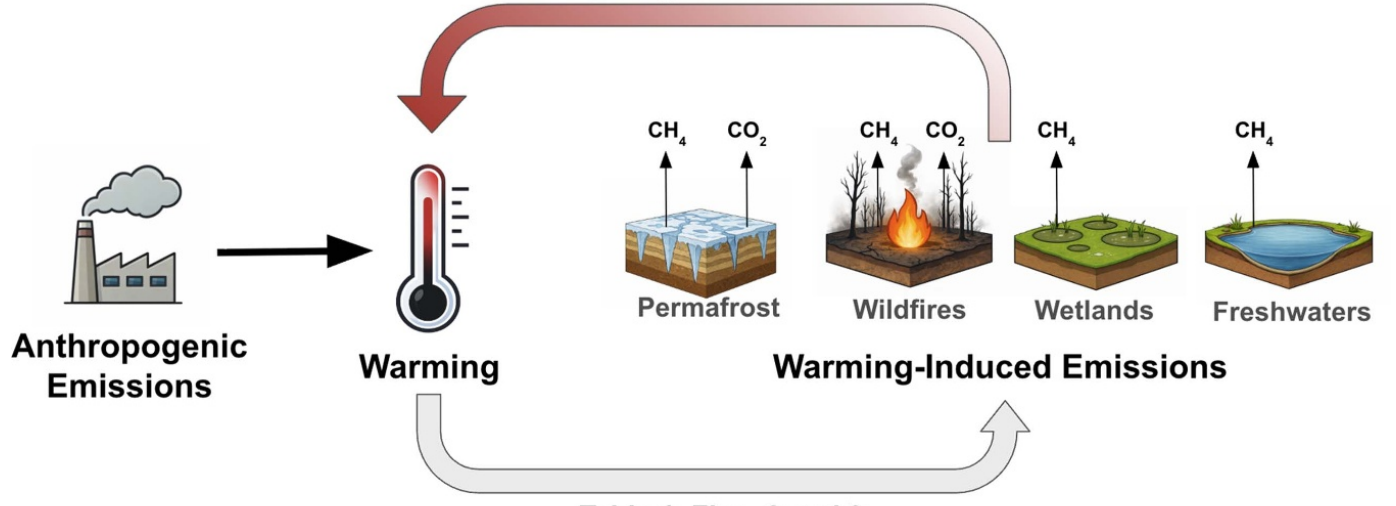 Visual representation of warming-induced emissions