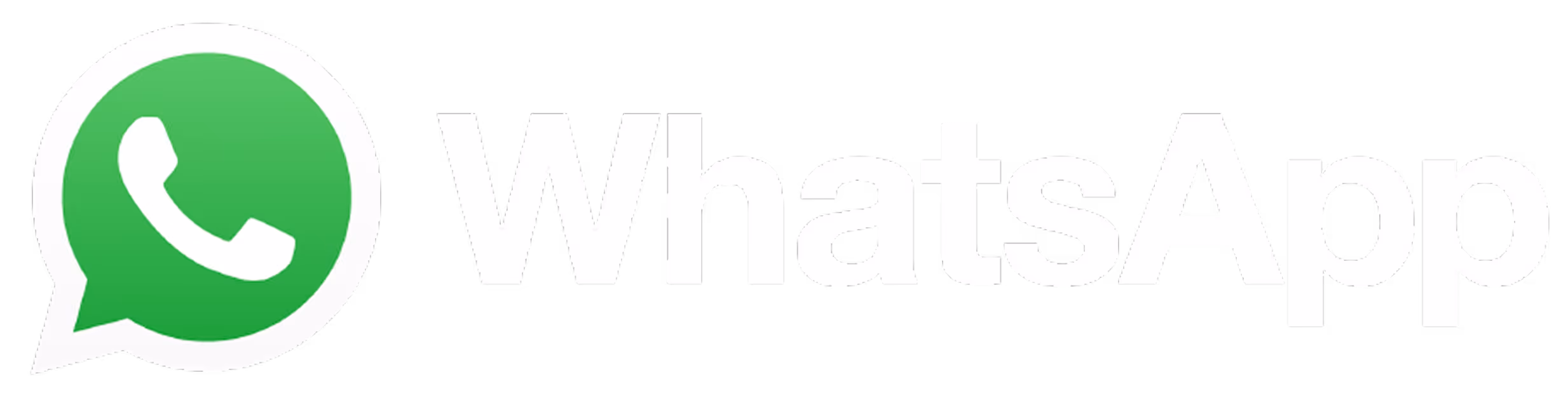 WhatsApp logo with a white telephone icon inside a green speech bubble followed by the word WhatsApp in white text.
