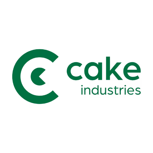 Cake Industries logo with a stylized C and the word 'cake industries' in green text.