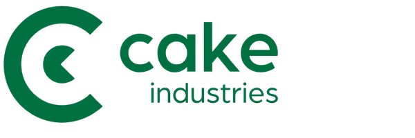 Cake industries logo with stylized letter C and text 'cake industries'.