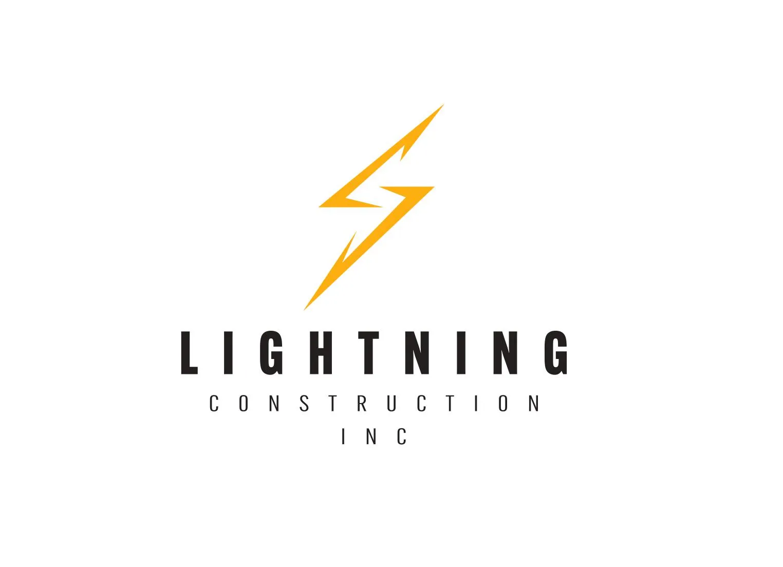 Logo of Lightning Construction Inc featuring a stylized yellow lightning bolt above the bold text 'LIGHTNING' and smaller text 'CONSTRUCTION INC'.