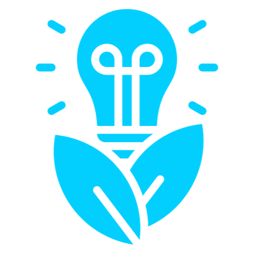 Light bulb icon that stands for innovation in blue color.