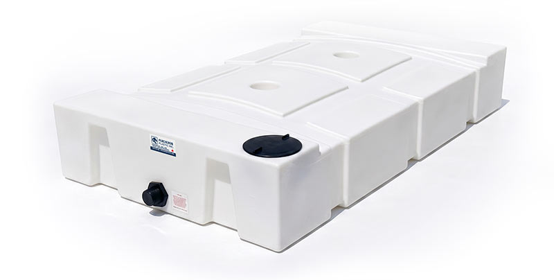 A white HDPE low profile holding tank