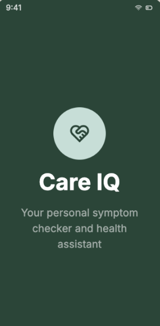 CareIQ app splash screen — mobile health navigation app