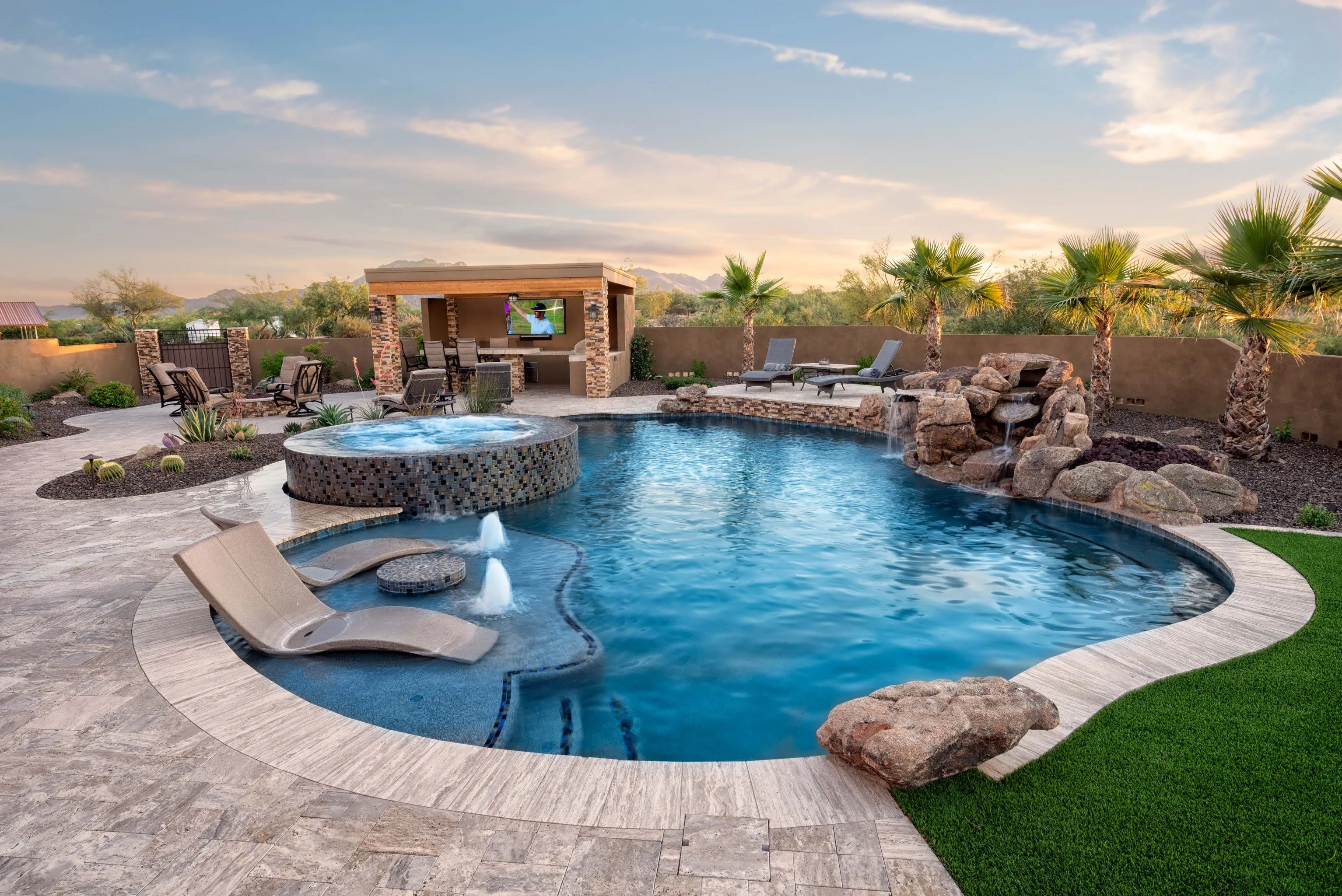 Custom pool in fully remodeled backyard