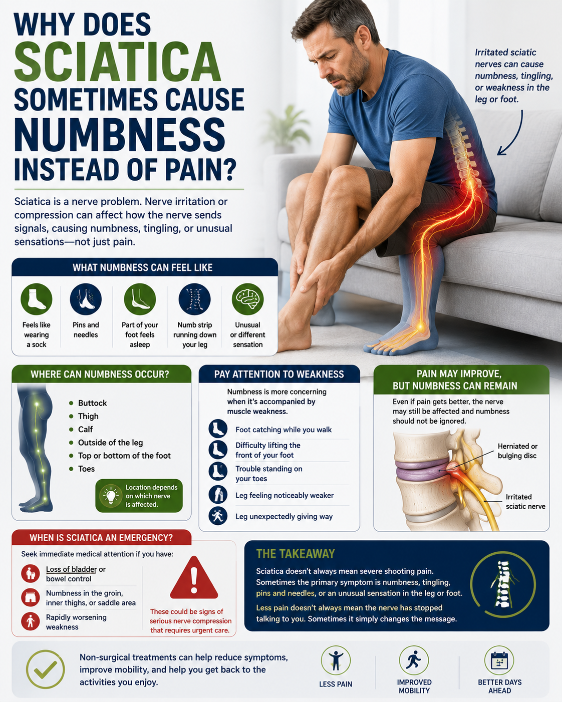 Why Does Sciatica Sometimes Cause Numbness Instead of Pain?