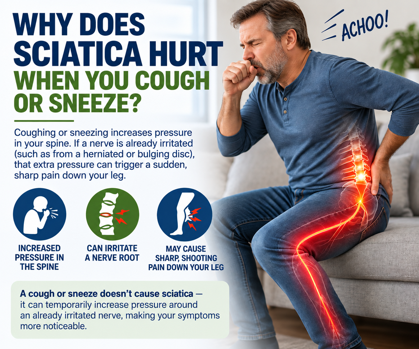 Why Does Sciatica Hurt More When You Cough or Sneeze?