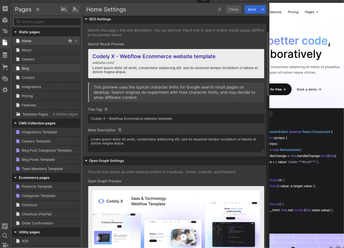 SEO - Codely X Webflow Template