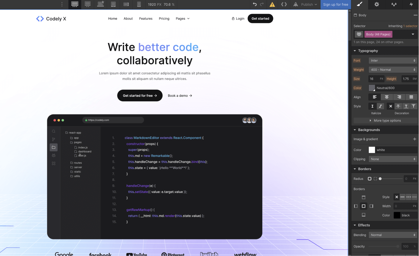 Typography - Codely X Webflow Template