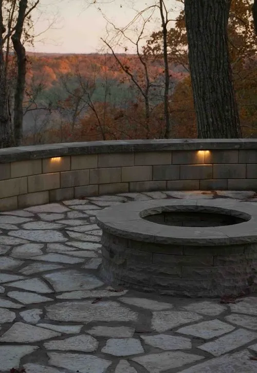 Custom firepit, seating, and patio