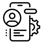 Black silhouette of a smartphone with rounded corners and a small circle at the bottom center.