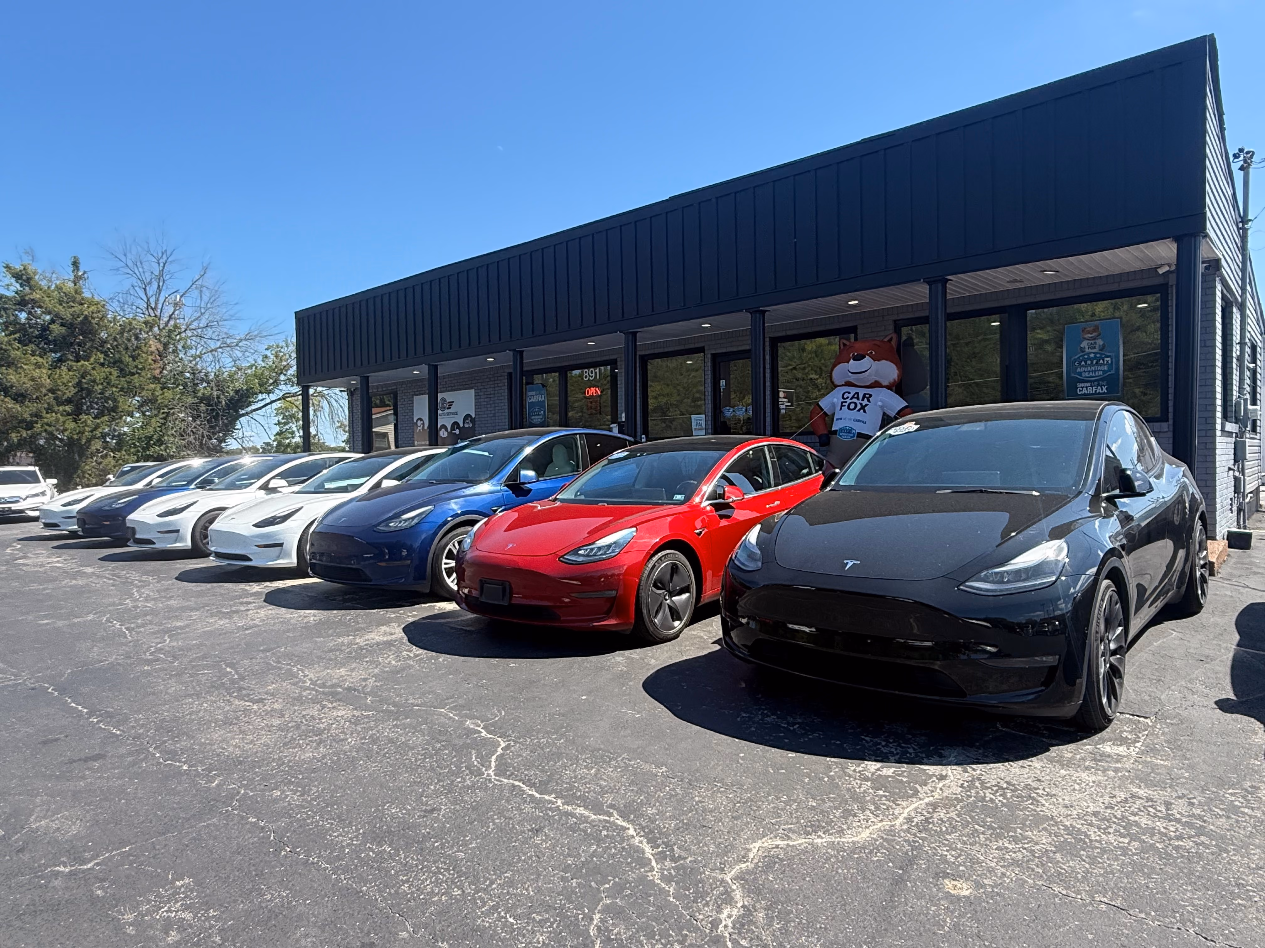 Tesla vehicles in inventory at United Auto Service, Hendersonville, TN