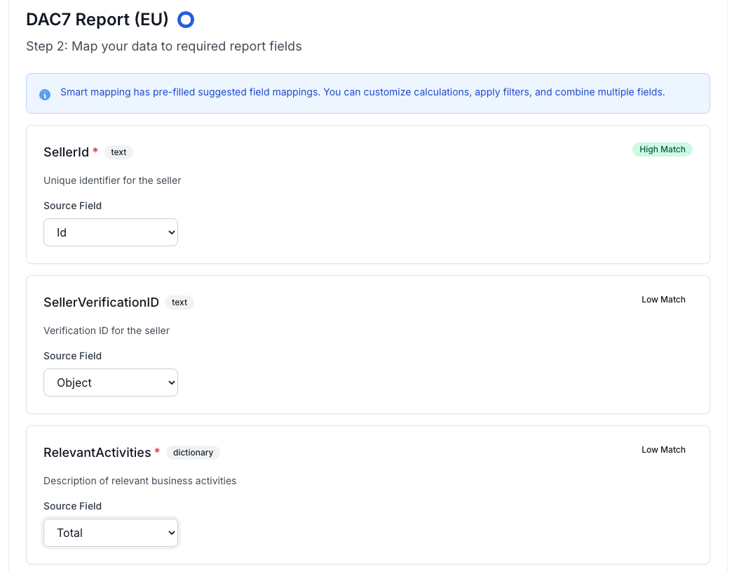 Report generation mapping