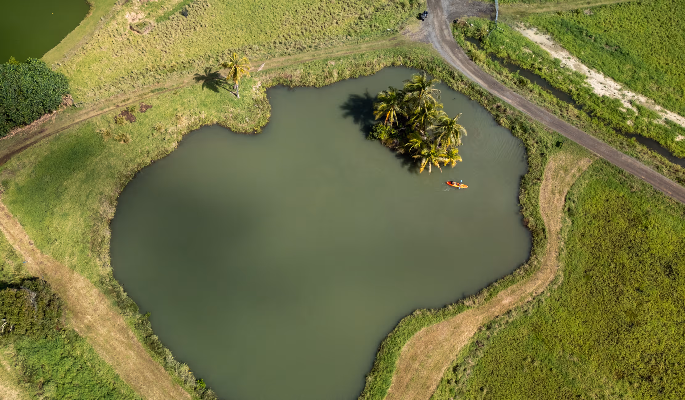 Corporate Team Building Mauka - Aerial View of Pond