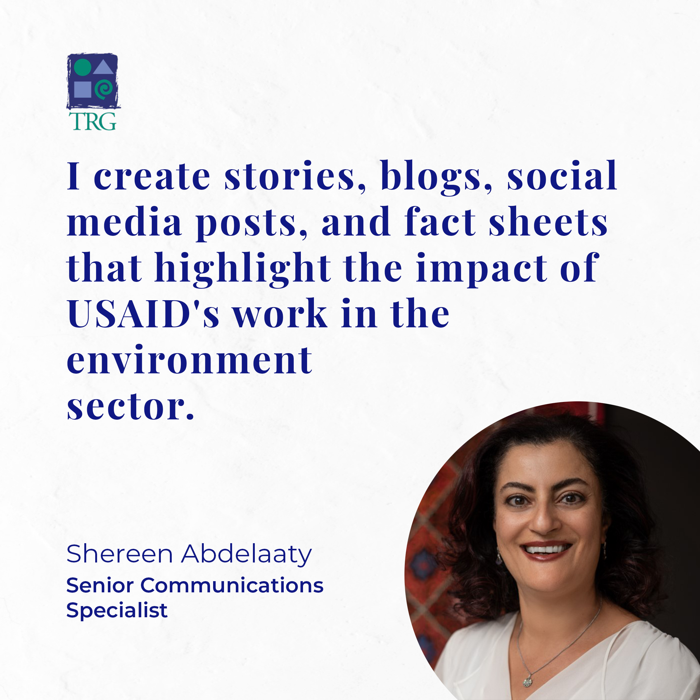 I create stories, blogs, social media posts, and fact sheets that highlight the impact of USAUD's work in the environment sector.