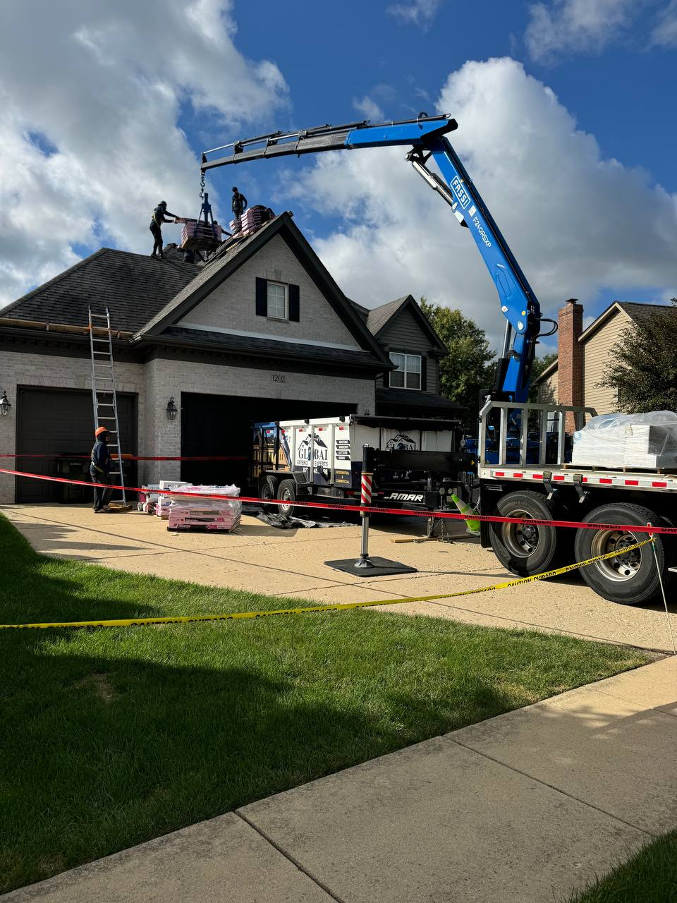 Boom Arm Dropping Off Materials Onto 