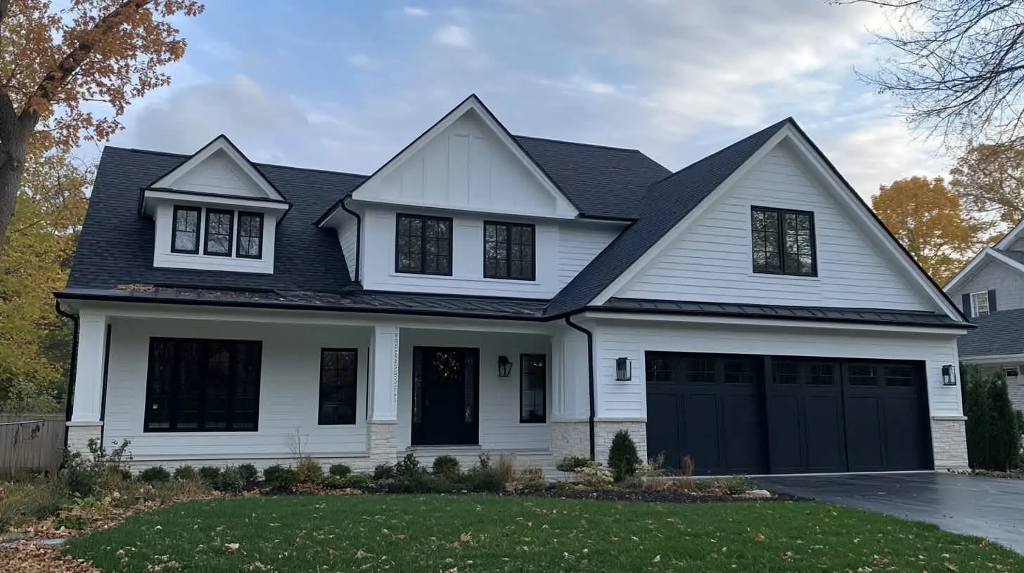 A White Home With A Dark Roof
