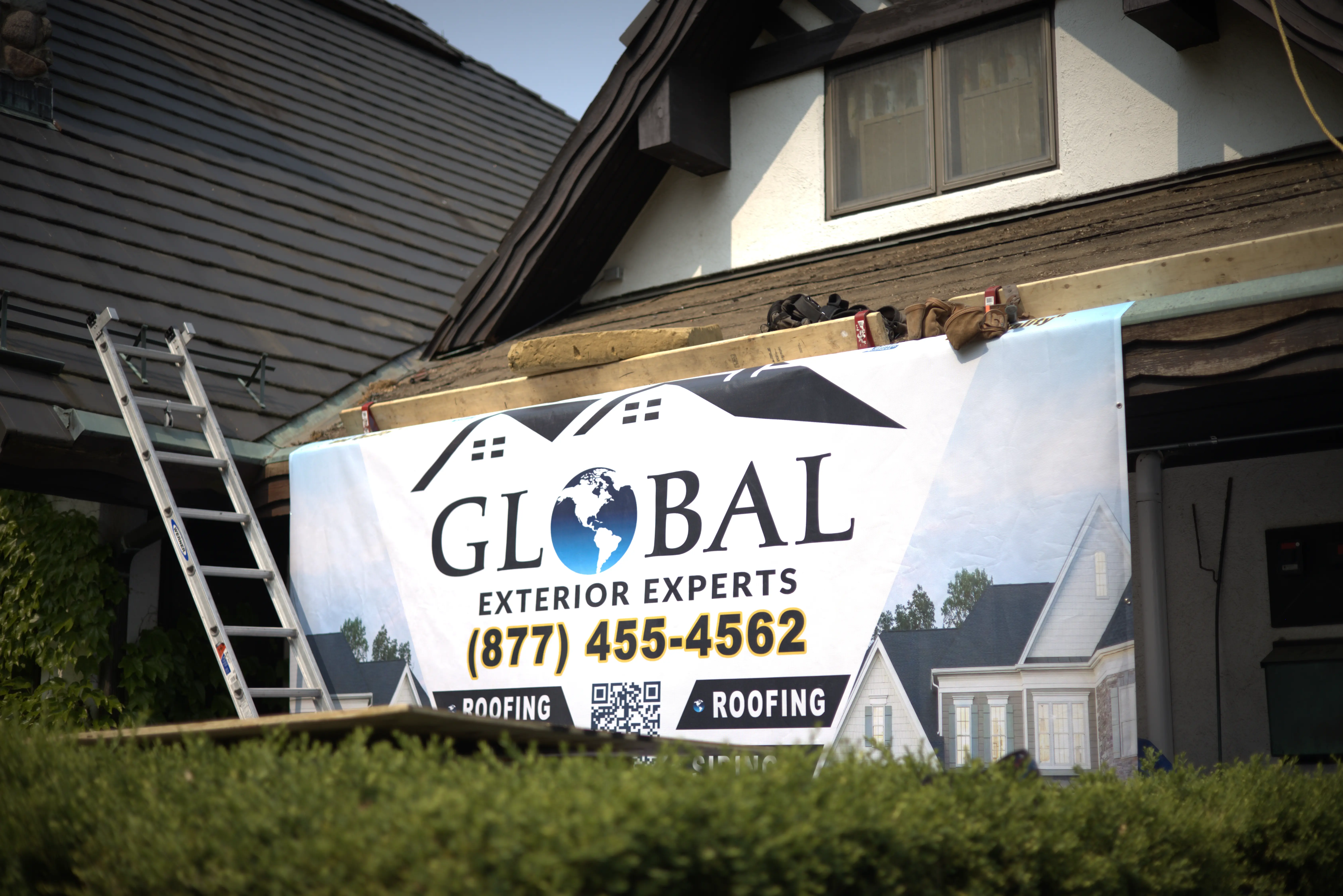 Global Exterior Expert's Roof Tarp for Residential Roof Replacements