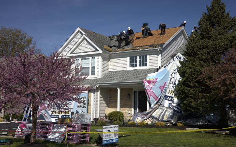 Global Exterior Experts Roofing Experts Tearing Off Residential Roof