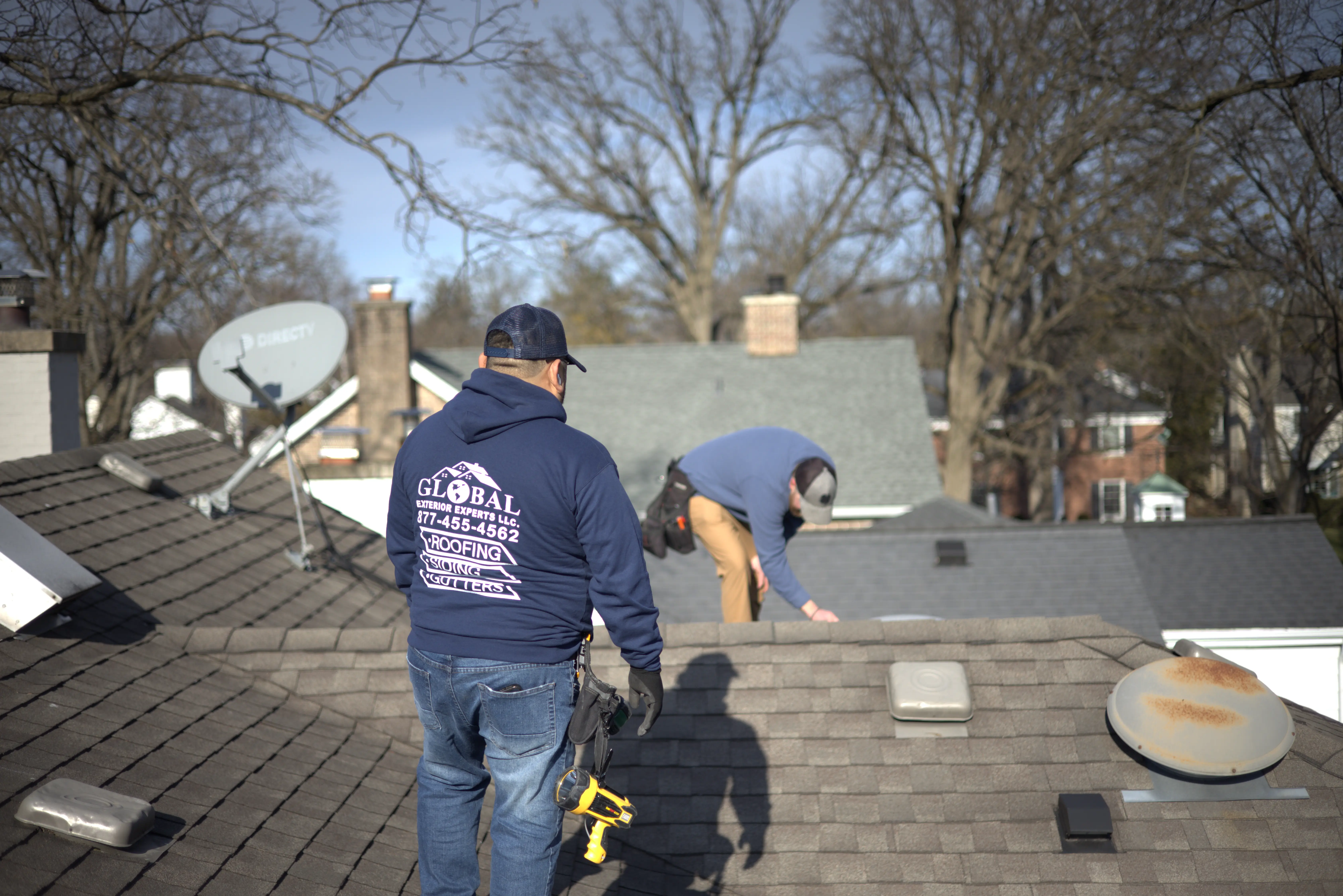 Aaron Venegaz From Global Exterior Experts doing Residential Roof Inspection In Illinois