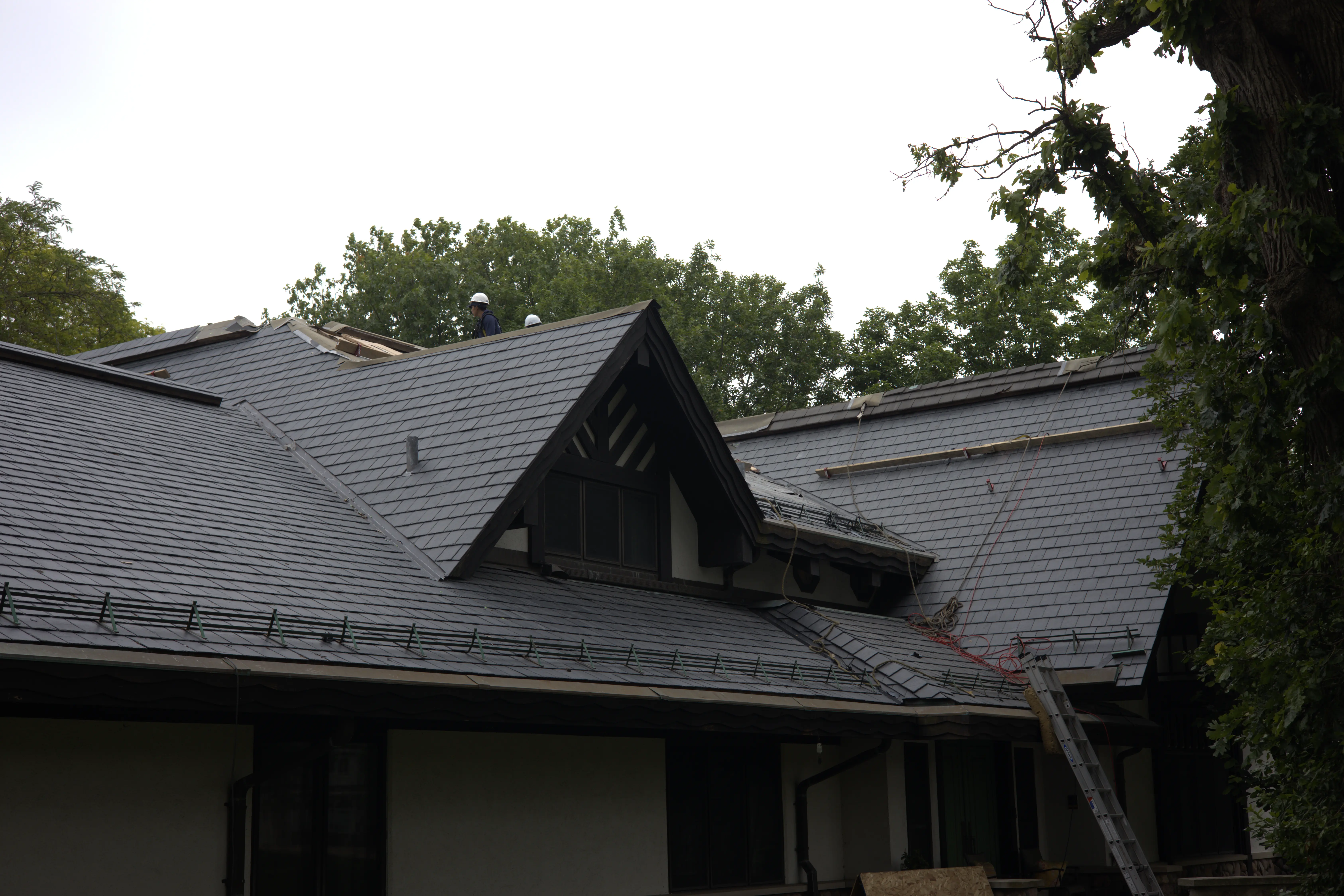 Real Grey Slate Installed On Residential Roof