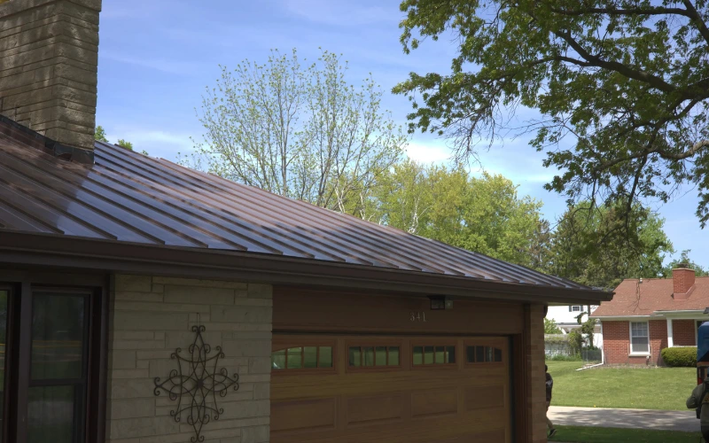 Brown Metal Roofing Installed On Residential Project