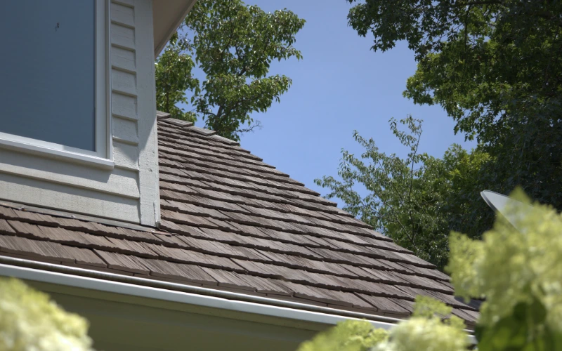 Synthetic Wood Shake Installed On Residential Roof