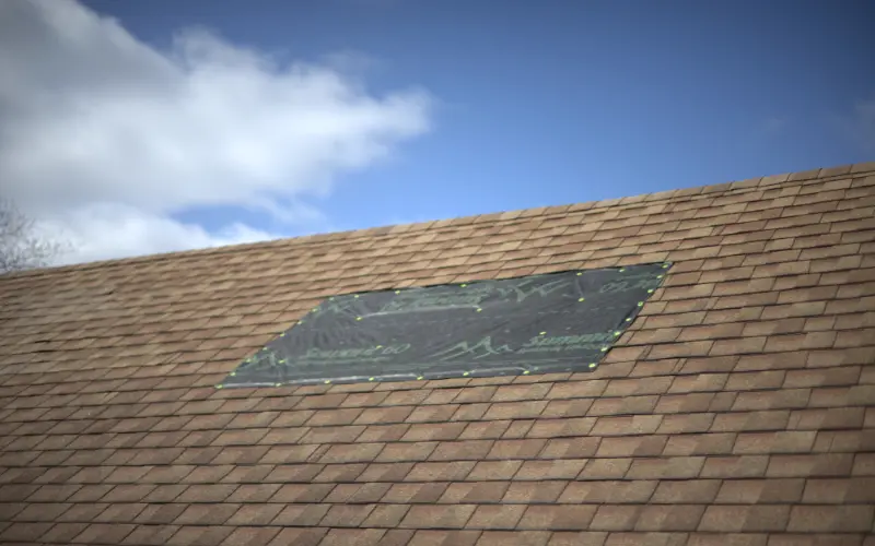 Tarped Roof Covering Leak