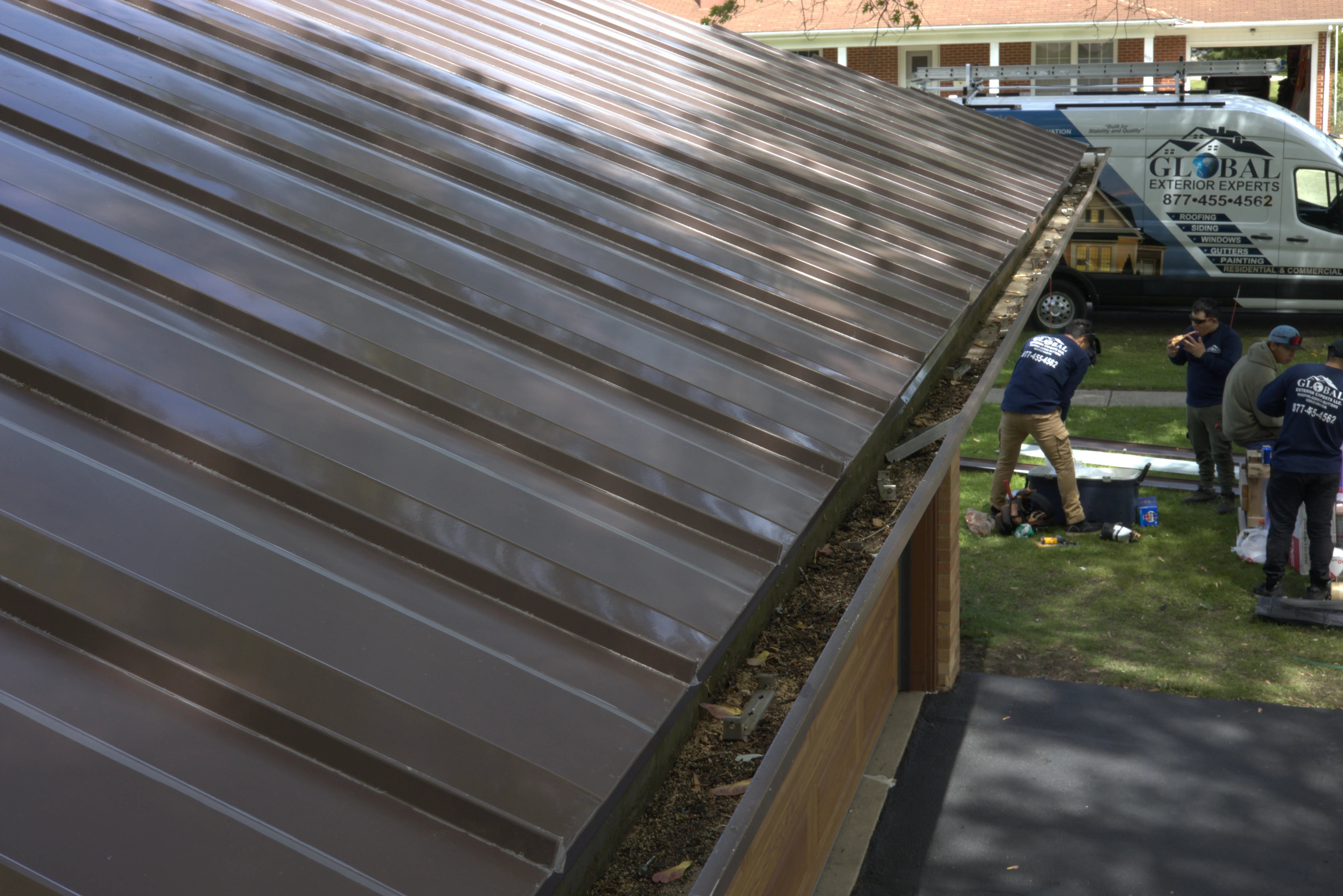 Standing Seem Metal Roof Installed On Residential Home
