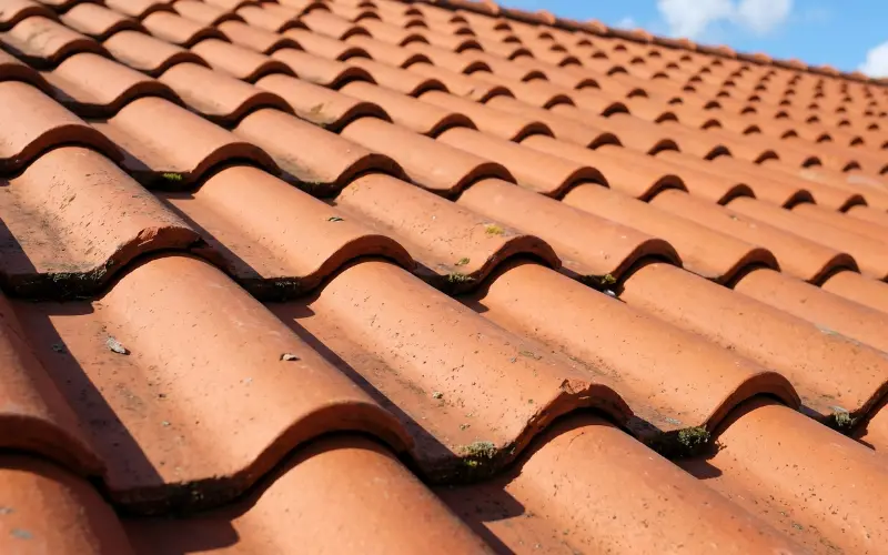 Clay Tile Roof With Some Visible Wear On It