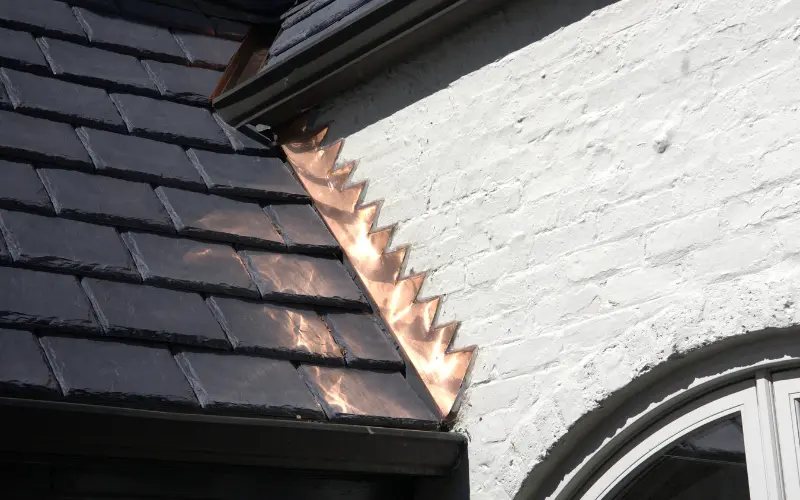 Copper Step Flashing On Residential Home