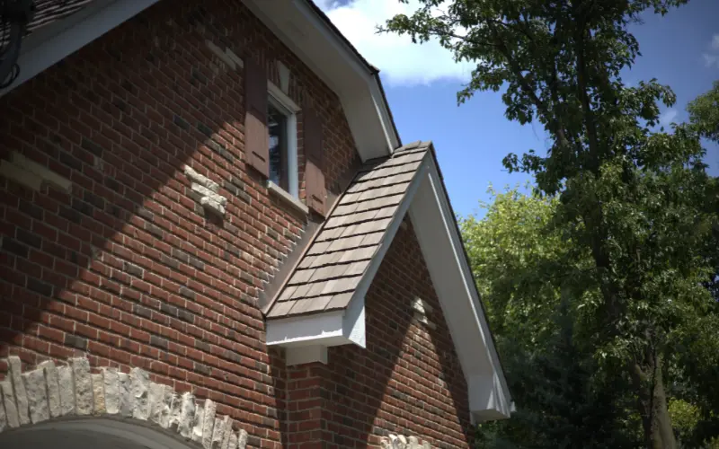 Residential Building With Metal Step Flashing On Brick Wall