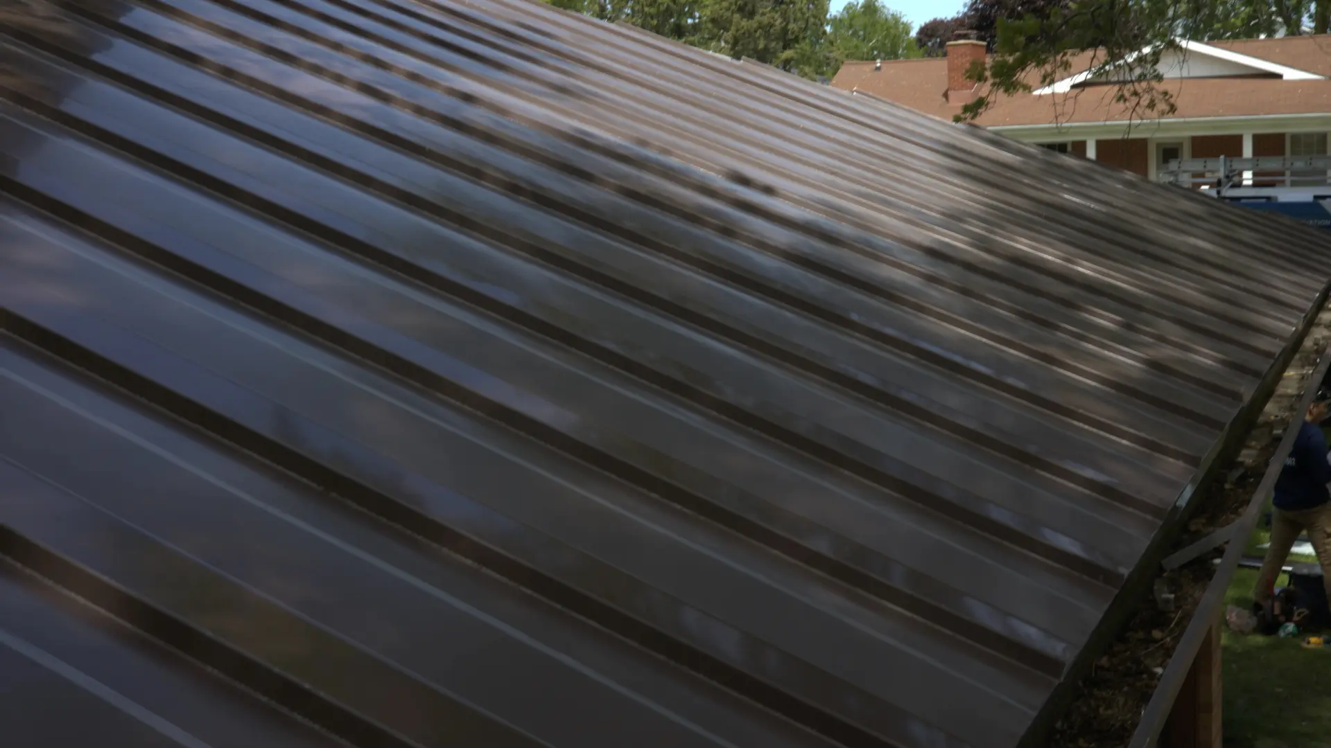 Brown Metal Roof On Residential Home