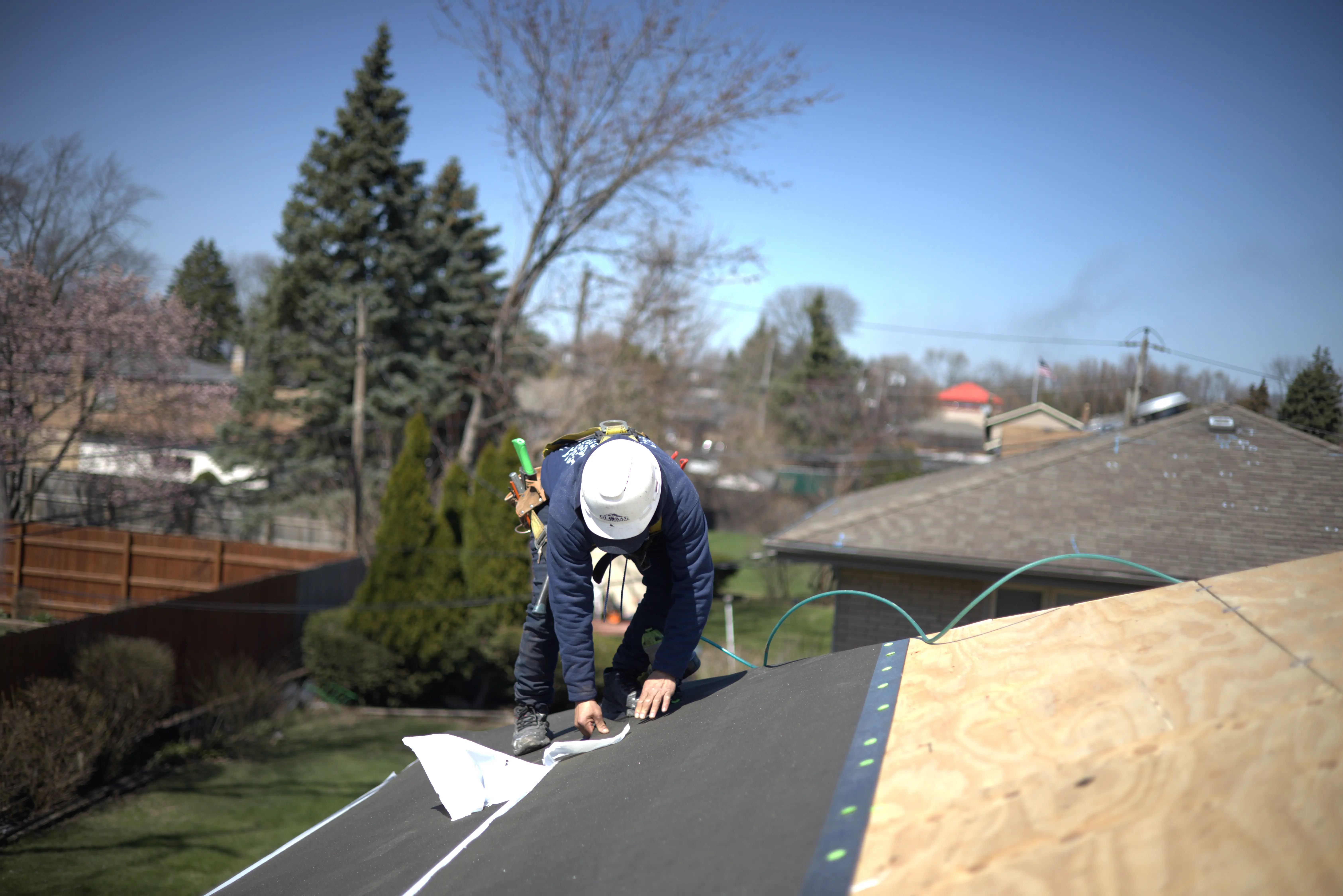 Roofer Installing Ice & Water Shield