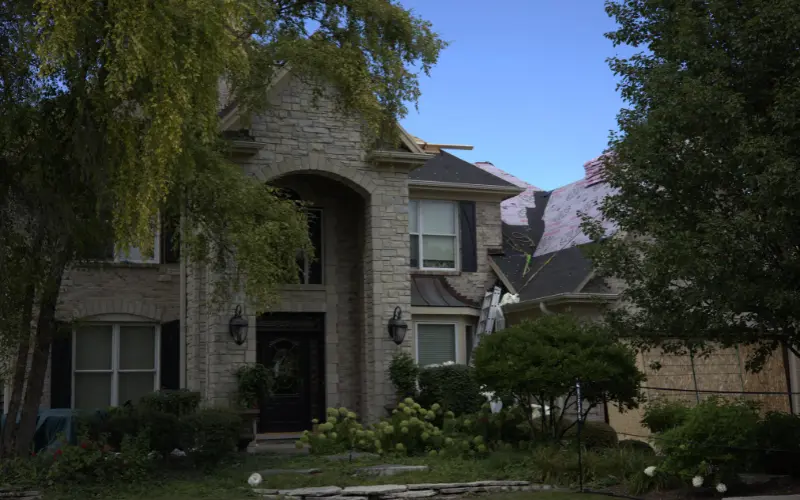 A Roof In Progress Of Being Replaced