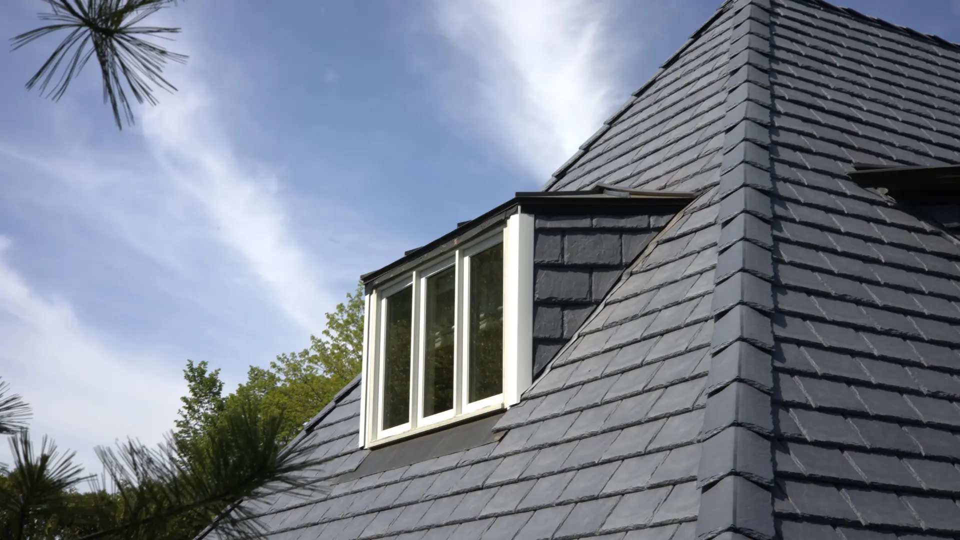 Grey Slate Roof On Reisdential Home