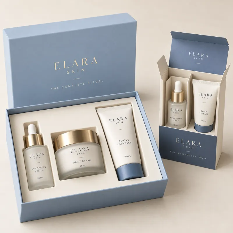 Skincare gift set box with custom insert
