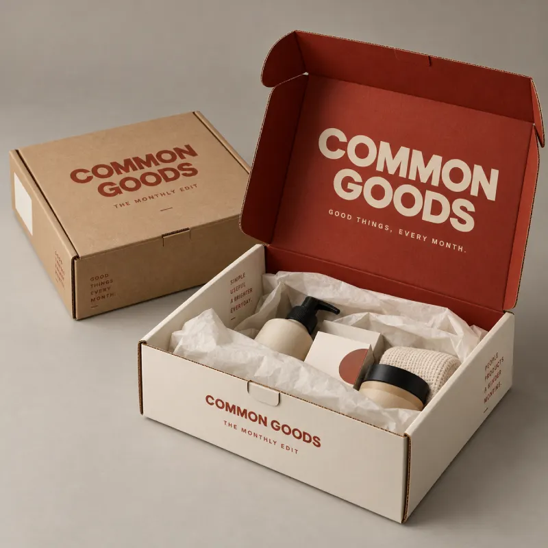 Printed corrugated mailer box for a monthly subscription
