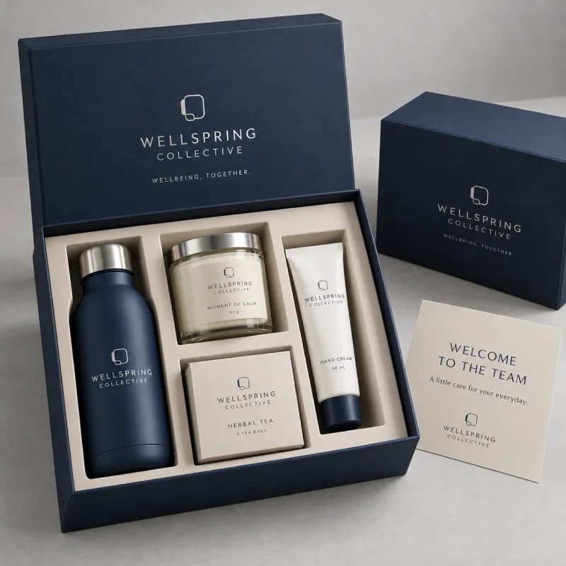 Branded corporate gift box with foil stamped logo