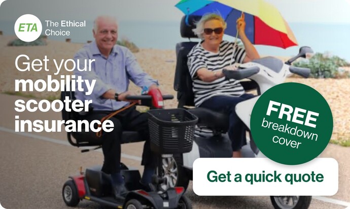 advertisement for ETA mobility scooter insurance