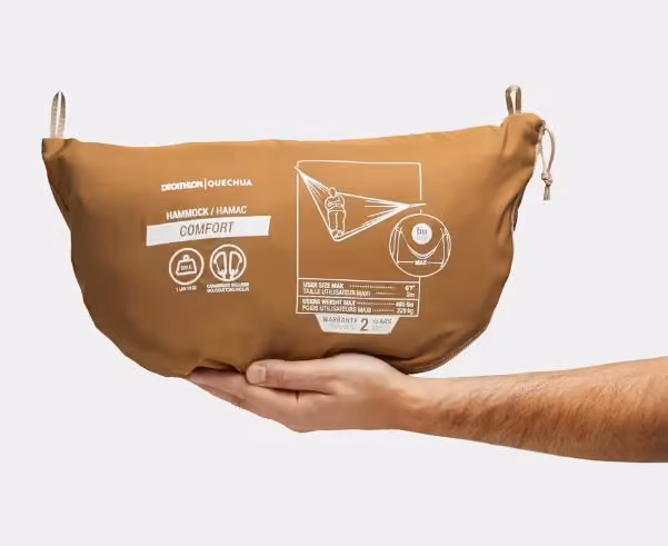 two-person hammock packed into its own carry bag