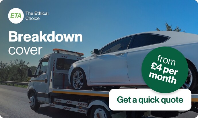 ETA breakdown cover in action - car on the back of recovery lorry