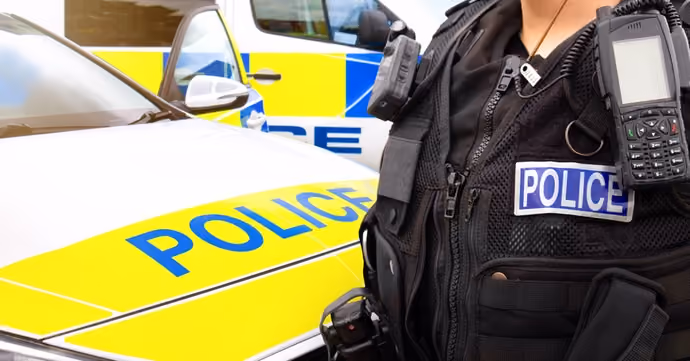 UK police road block to stop and check for illegal e-bikes