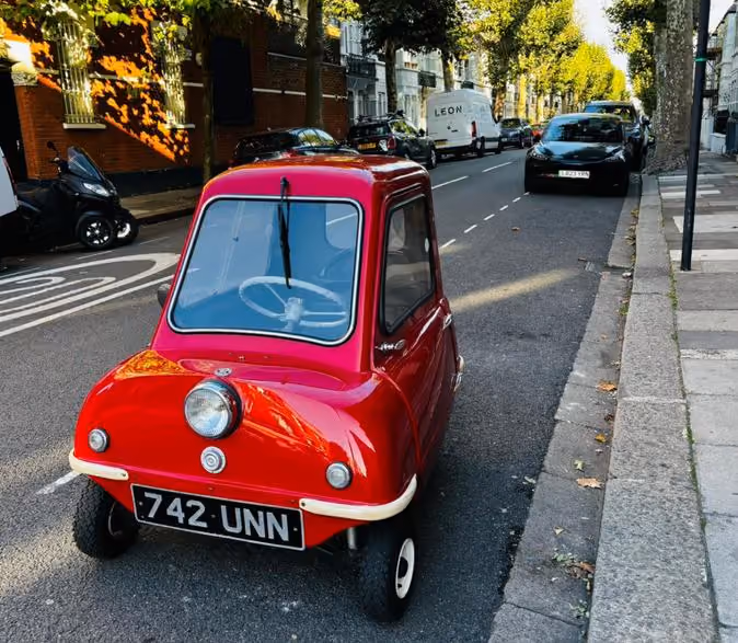 Peel P5- microcar pictured parked on a London street